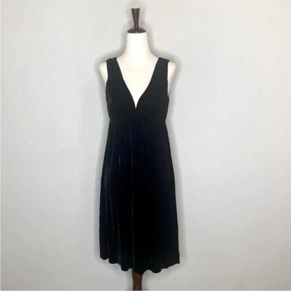 Vince Black Velvet Silk Blend Dress Size Large - Picture 1 of 9
